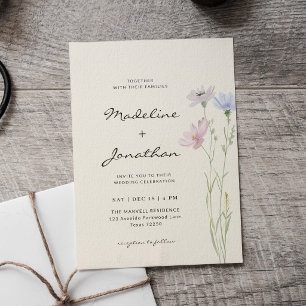 Einfach Chic Wildblume Beige Hochzeit Einladung