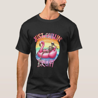 Einfach chillen, Mann, lustiges Skelett-Flamingo-S T-Shirt