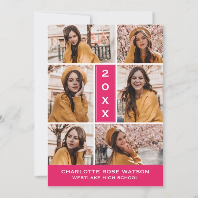 EINFACH CHISCHER FOTO-COLLAGE-ABSCHLUSS EINLADUNG (Vorderseite)