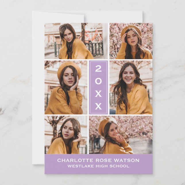 EINFACH CHISCHER FOTO-COLLAGE-ABSCHLUSS EINLADUNG (Vorderseite)