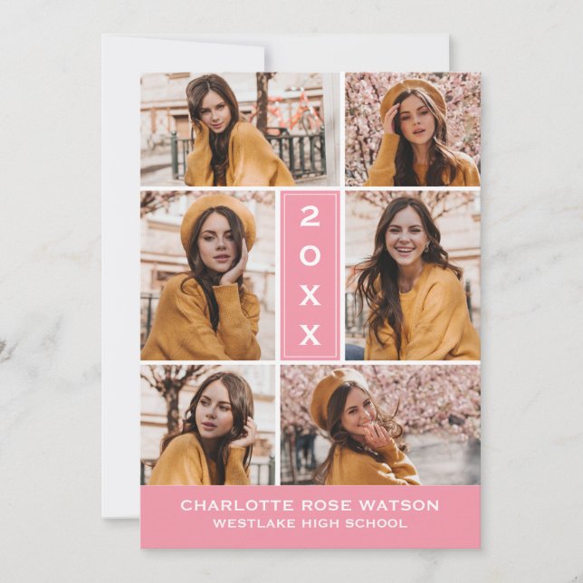 EINFACH CHISCHER FOTO-COLLAGE-ABSCHLUSS EINLADUNG (Vorderseite)