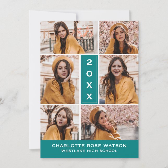 EINFACH CHISCHER FOTO-COLLAGE-ABSCHLUSS EINLADUNG (Vorderseite)