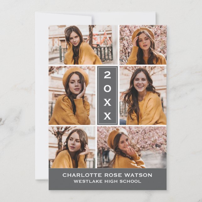 EINFACH CHISCHER FOTO-COLLAGE-ABSCHLUSS EINLADUNG (Vorderseite)