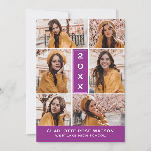 EINFACH CHISCHER FOTO-COLLAGE-ABSCHLUSS EINLADUNG (Vorderseite)