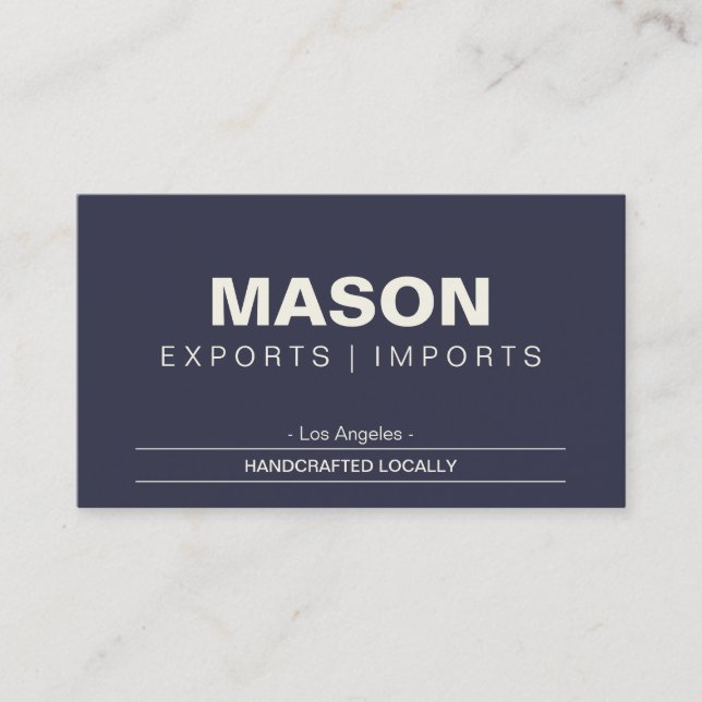 einfach | Creme/Blau Visitenkarte (Vorderseite)