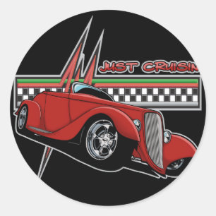 Einfach Cruisin Hot Rod Runder Aufkleber