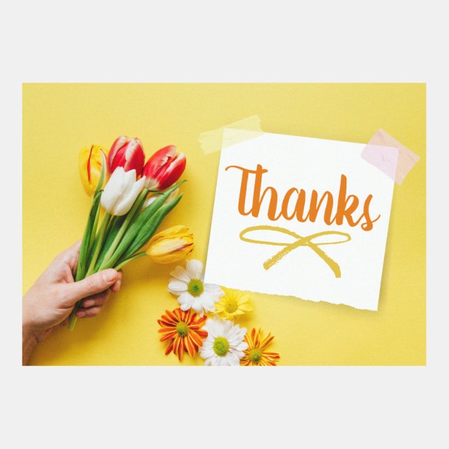 Einfach dank Blume und Notiz (Vorderseite)