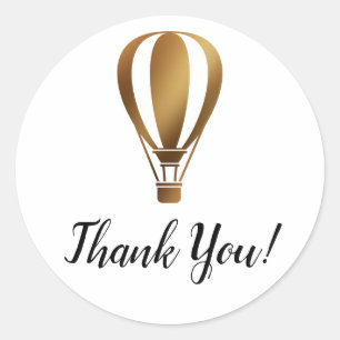 Einfach danke an den Smooth Gold Hot Air Ballon Runder Aufkleber