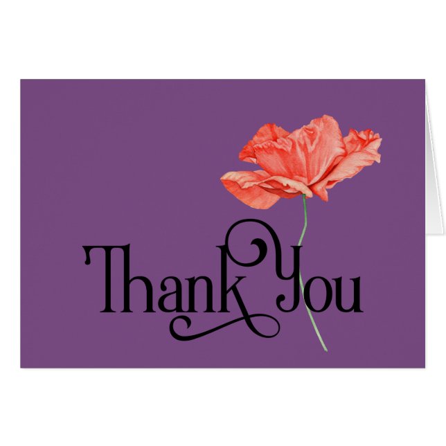 Einfach Dankeschön Design mit schönem roten Mohn (Vorderseite (Horizontal))