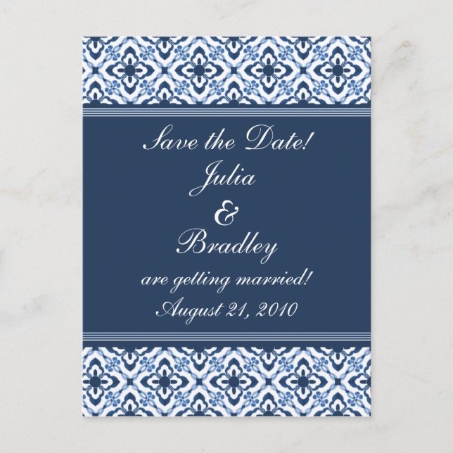 Einfach Dazzling Damask Save the Date Postkarte (Vorderseite)
