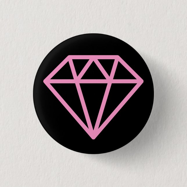 Einfach Diamant - Rosa auf schwarz Button (Vorderseite)