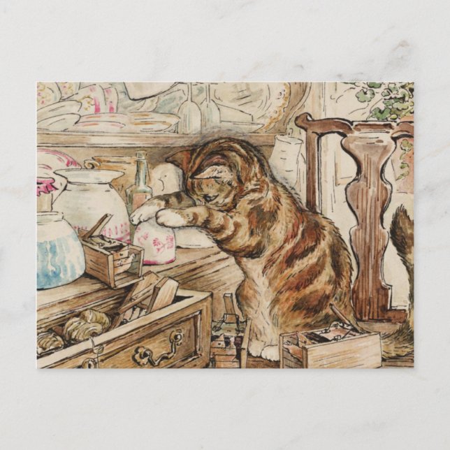 Einfach die Cat Housekeeping von Beatrix Potter Postkarte (Vorderseite)