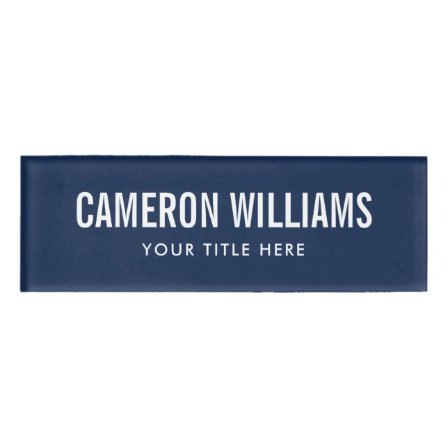 Einfach dunkelblaue berufliche Namensschilder Namenschild (Vorderseite)