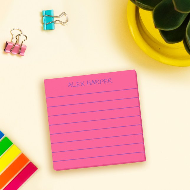 Einfach dunkelrosa Name hinzufügen Post-it Klebezettel (Von Creator hochgeladen)