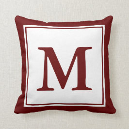 Einfach dunkelrot und weiß Mit Monogramm Kissen