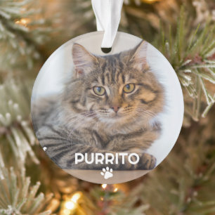 Einfach ein Foto Pet Name Paw Print Memorial Ornament