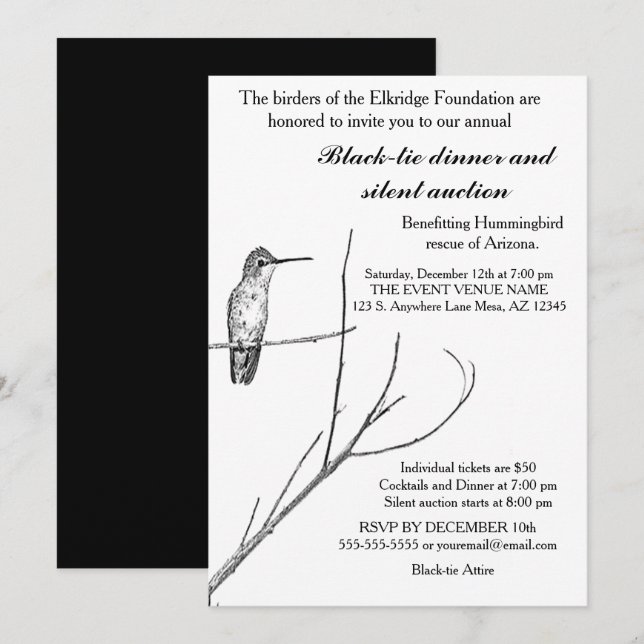 Einfach ein Hummingbird auf einem Stock einladen Einladung (Vorne/Hinten)