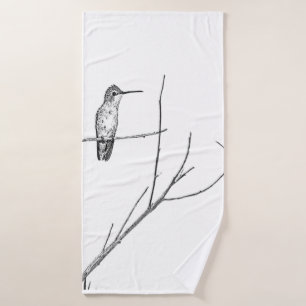 Einfach ein Kolibri auf einem Stock Badhandtuch Set