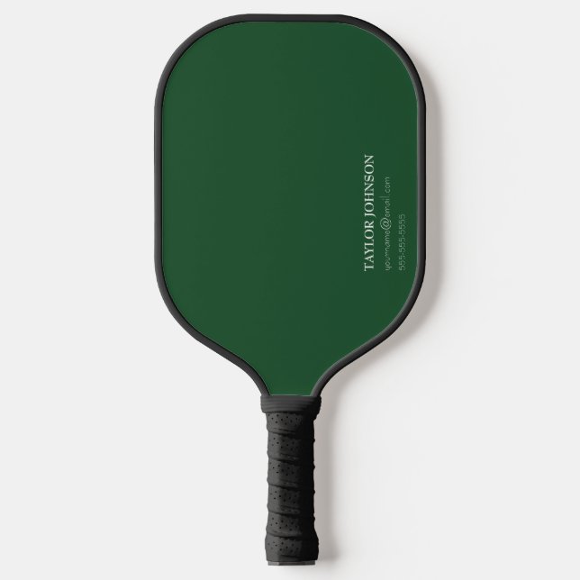 Einfach/einfaches dunkelgrünes Monogramm Name + Ko Pickleball Schläger (Vorderseite)