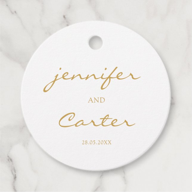 Einfach, elegant. 1 Foto Hochzeit Geschenkanhänger (Vorderseite)