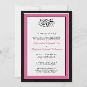 Einfach Elegant 5x7 Schwarz/Fuchsia Hochzeitseinla Einladung
