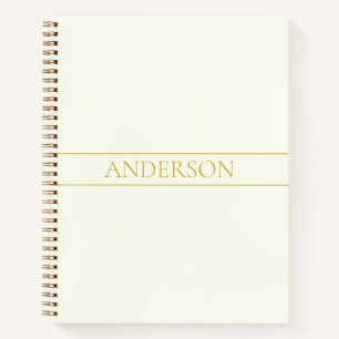 Einfach Elegant Anpassbarer Text   Gold Beige Notizbuch