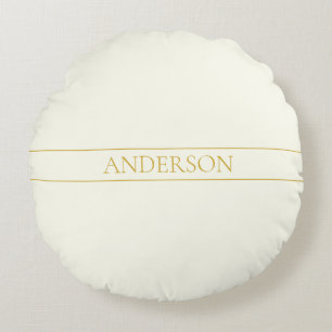 Einfach Elegant Anpassbarer Text Gold Beige Rundes Kissen
