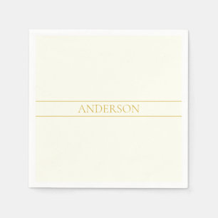 Einfach Elegant Anpassbarer Text Gold Beige Serviette