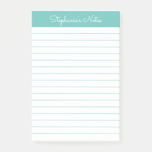 Einfach Elegant Aqua Lined Personalisiert Post-it Klebezettel