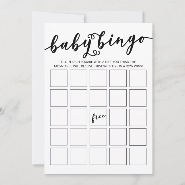 Einfach Elegant Baby Shower Bingo Einladung (Vorderseite)