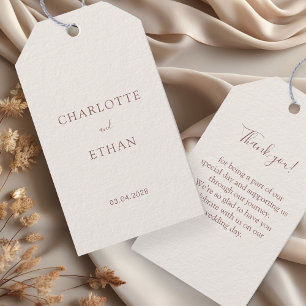 Einfach, elegant, beige, Hochzeit Geschenkanhänger