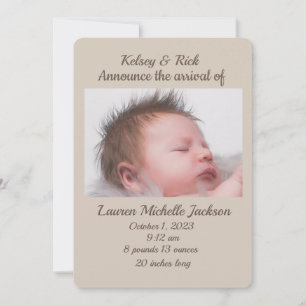 Einfach Elegant Birth Announcement Einladung
