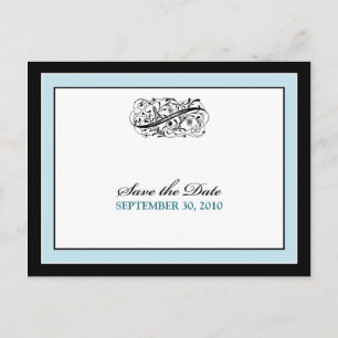 Einfach elegant Black/Baby Blue Save the Date Ankündigungspostkarte