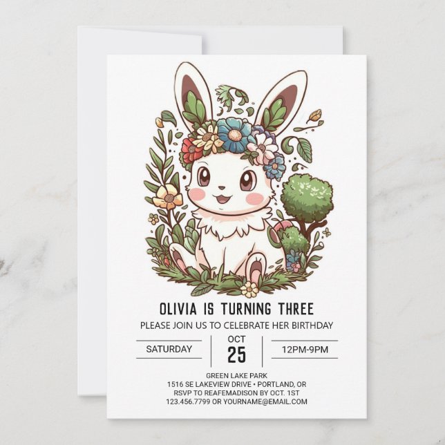 Einfach Elegant Bunny Einladung (Vorderseite)