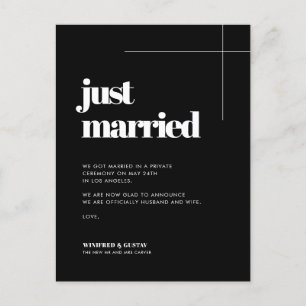 Einfach elegant & chic Nur verheiratet Postkarte