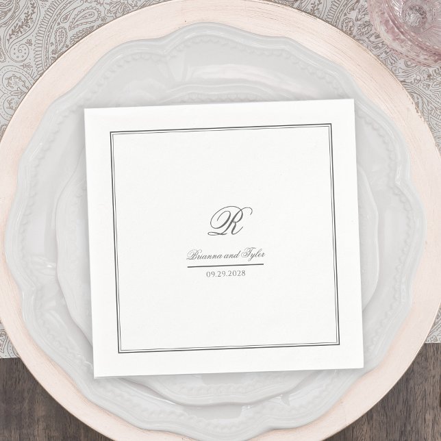 Einfach Elegant Classic Wedding Monogram Napkins Serviette (Von Creator hochgeladen)