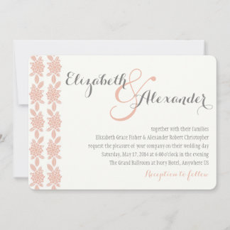 Einfach Elegant Coral Wedding Einladung