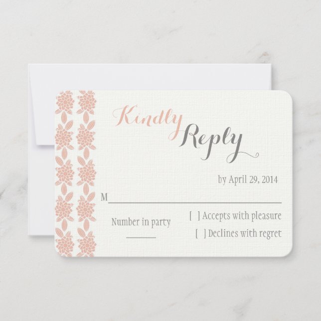 Einfach Elegant Coral Wedding RSVP Karte (Vorderseite)