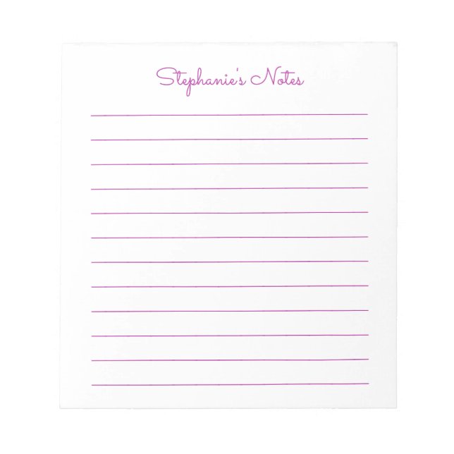 Einfach elegant dunkelrosa Personalisiert Notizblock (Vorderseite)
