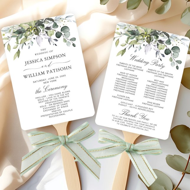 Einfach Elegant Eucalyptus Wedding Program Fächer (Von Creator hochgeladen)