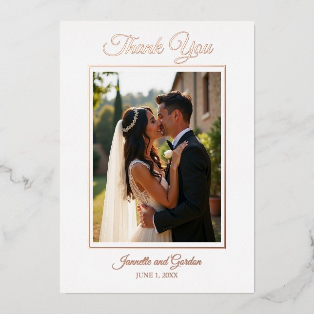 Einfach Elegant Foil Danke Karte für Hochzeiten (Vorderseite)