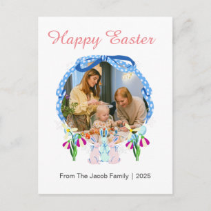 Einfach Elegant Frohe Ostern Familie ein Foto Feiertagspostkarte