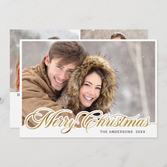 Einfach elegant frohe Weihnachten 3 FOTO Gruß (Vorne/Hinten)