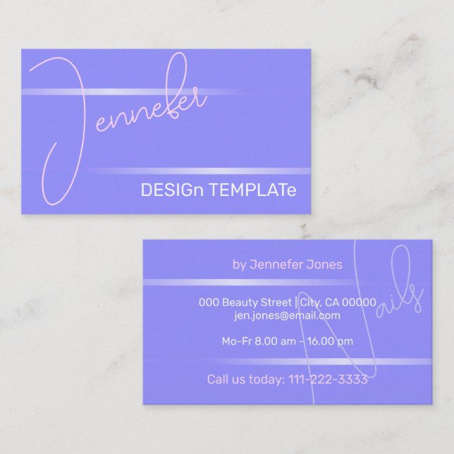Einfach Elegant Girly Lila Lines Visitenkarte (Vorne/Hinten)