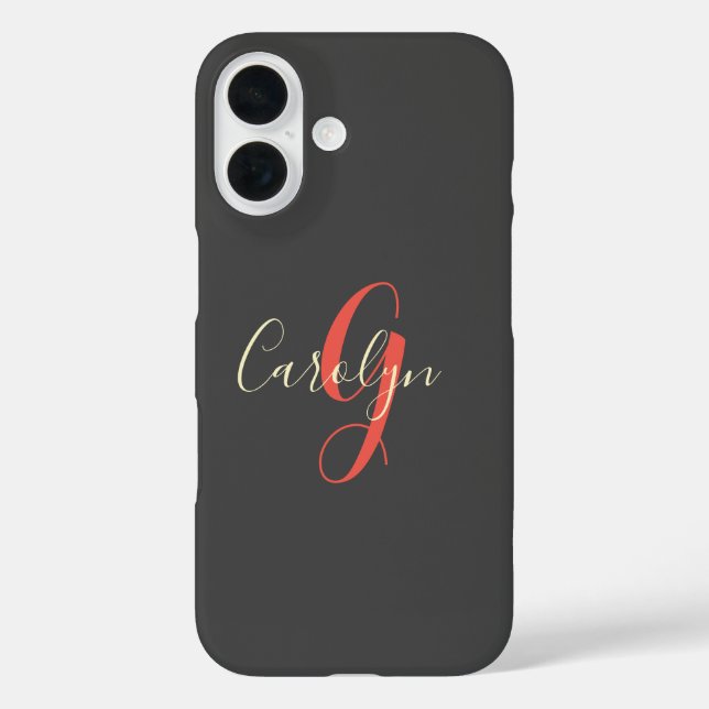 Einfach, elegant, grau, Ihr Name und Ihr Anfangsbu Case-Mate iPhone Hülle (Rückseite)