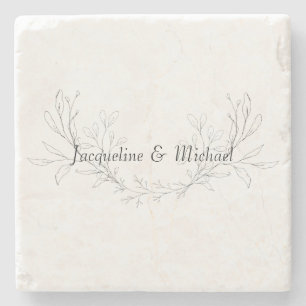 Einfach elegant handGezeichnet Foliage kundenspezi Steinuntersetzer