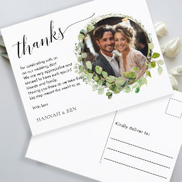 Einfach, elegant, Hochzeiten "Danke" 1 Foto Postkarte