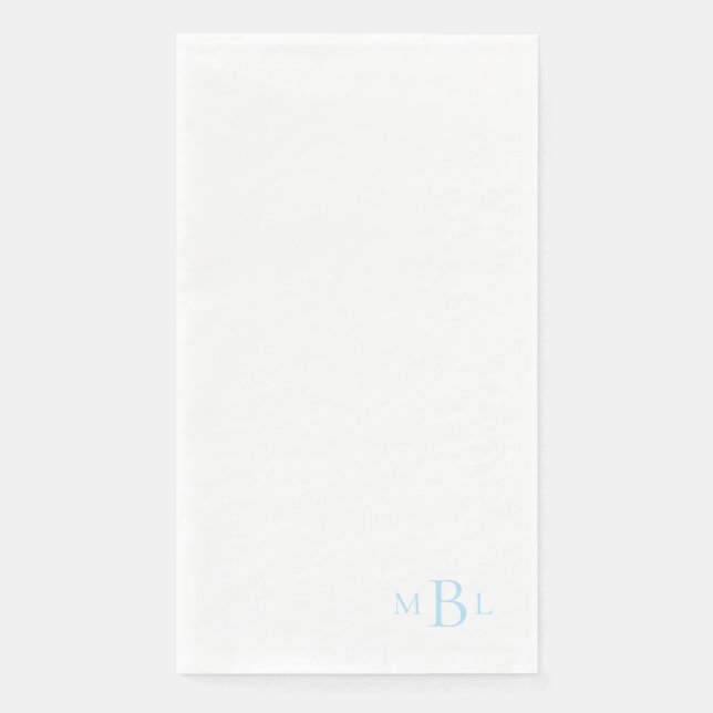 Einfach Elegant Ice Blue Monogram Serviette (Vorderseite)