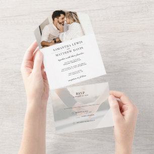 Einfach Elegant Klassisch Moderne Foto-Hochzeit All In One Einladung