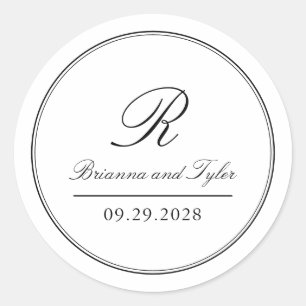 Einfach elegant klassisches Wedding Monogram Class Runder Aufkleber